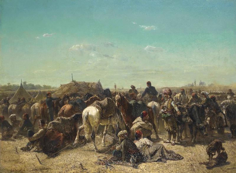 Adolf Schreyer An Ottoman encampment France oil painting art